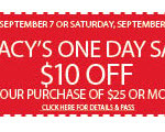 a red coupon with white text