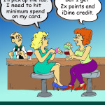 cartoon of two women sitting at a bar with a man in a suit and glasses