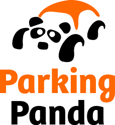 a black and orange sign with a panda