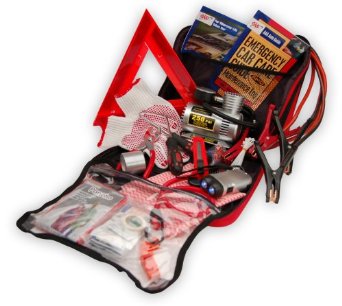 a red and black emergency kit