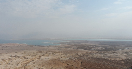 View of divided dead sea from Masada