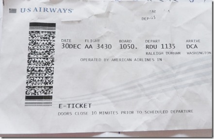 AA Boarding Pass on US Airways Paper