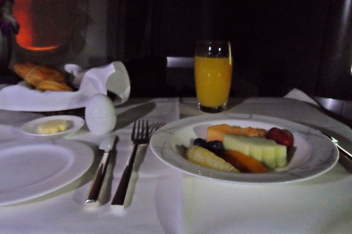 Cathay Pacific First Class Breakfast HKG-SFO