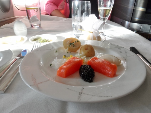 Cathay Pacific First Class Caviar Course HKG-SFO