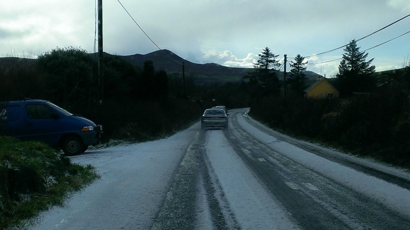 Ireland Sleet on road