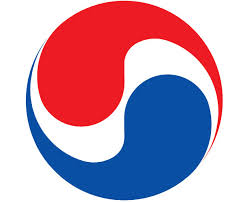 a red white and blue logo