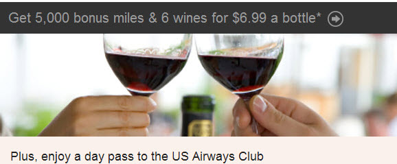 Decent US Airways Vinesse Deal: 5,000 miles + Club Pass for $145