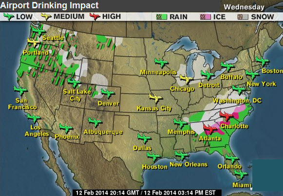 Airport Drinking Impact Weather Map