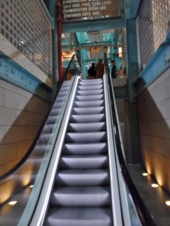 a close-up of an escalator