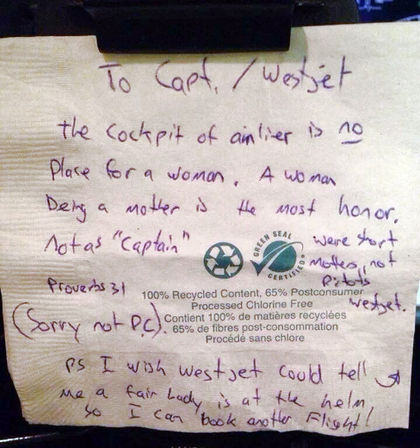 a note on a paper towel