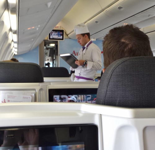 Austrian Airlines Business Class Chef Taking Orders