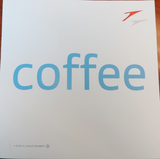 Austrian Airlines Business Class March 2014 Coffee Menu