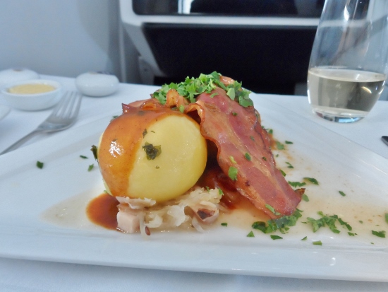 Austrian Airlines Business Class Potato Dumplings with Pork