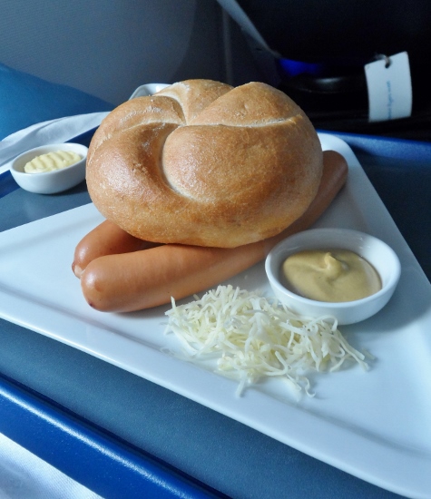 Austrian Airlines Business Class Wiener Waschermadel turkey frankfurter