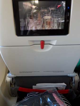 a screen on the back of an airplane seat