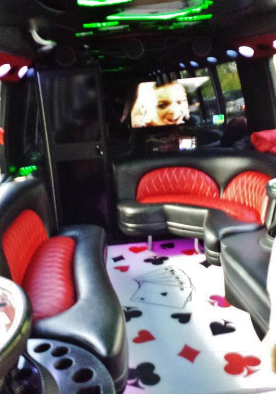 the inside of a limo