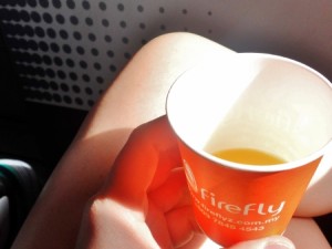 Firefly Airlines free beverage