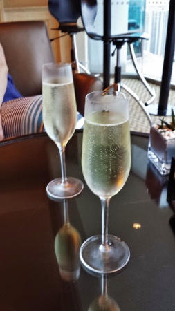 a pair of champagne glasses on a table