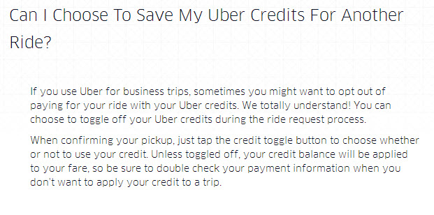 Save Uber Credits For Later