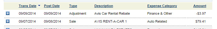 a screenshot of a car rental application