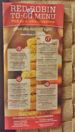 a menu of chicken nuggets