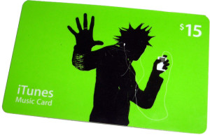 a green card with a silhouette of a man holding a white object