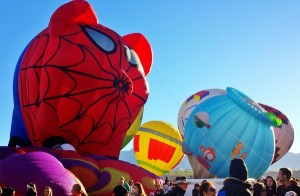 a group of hot air balloons