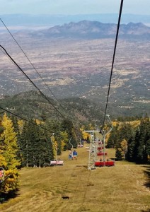 a cable car going down a hill