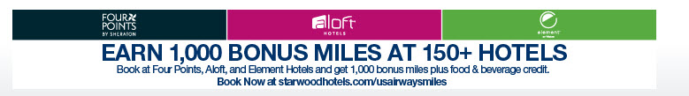 Earn 1000 US Airways Miles On Your Next Starwood Stay