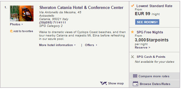 Sheraton Catania Sold Out Weekend Availability