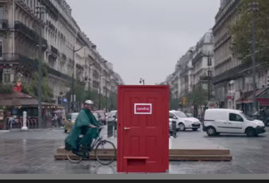 a red box on a street