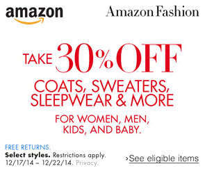 Amazon Sale 30% Off Coats, Slippers, and More