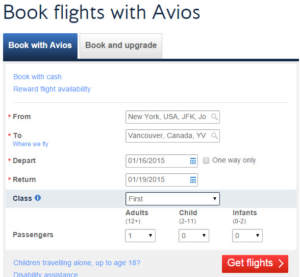 Cathay Pacific First Class search avios