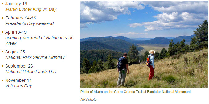 national park service fee free days