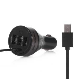 a black car charger with a cable