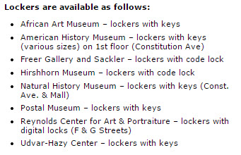a list of museum items