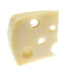 a piece of cheese with holes