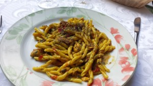 a plate of food on a table