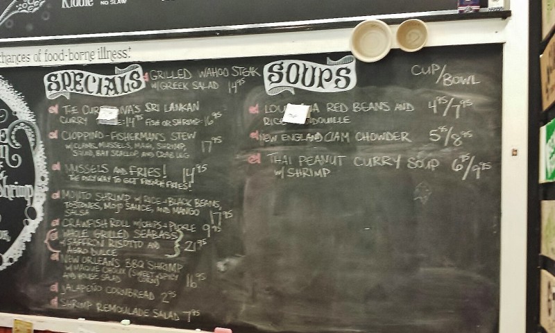 a blackboard with white text