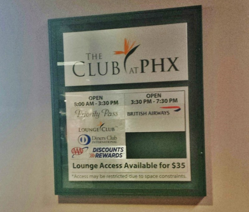 The Club at PHX Terminal 4 Entrance Access