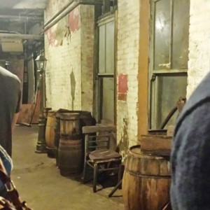 a group of barrels in a room