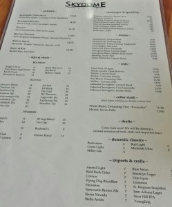 a menu with black text