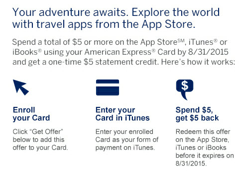 amex offers 5 off itunes