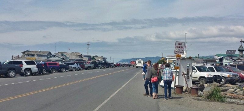 a group of people walking on a road