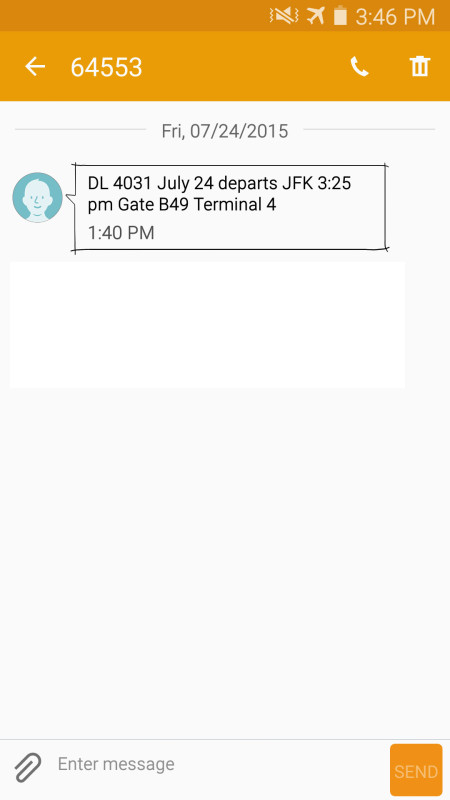 delta award reservation with no ticket flight delay text alert