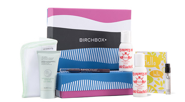 a box with a variety of cosmetics