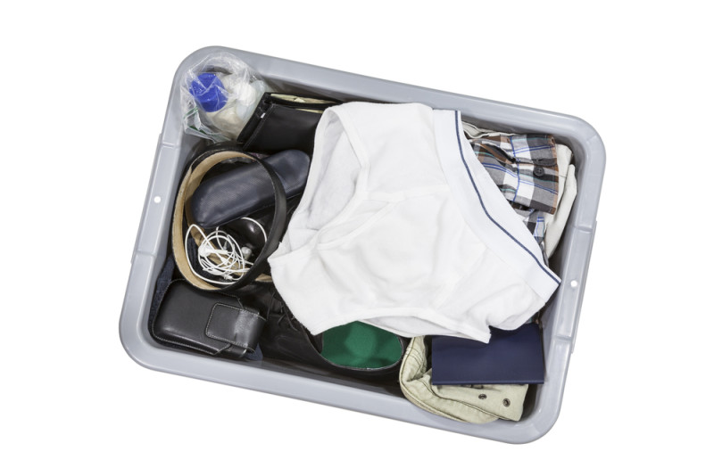 TSA Airport Security Bin Xray screening Heels First Travel