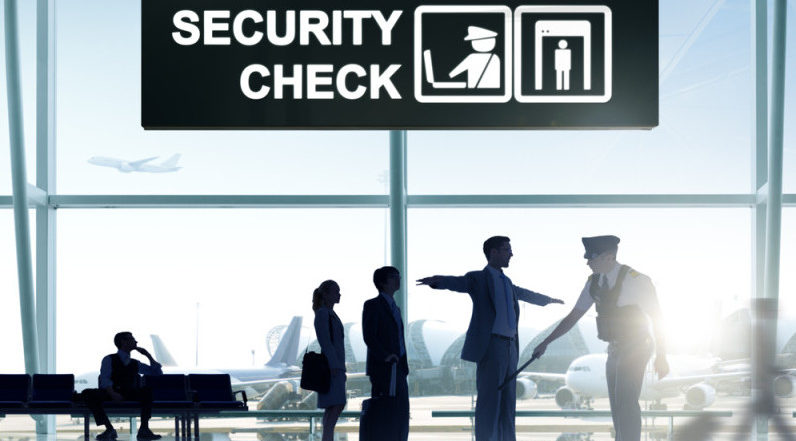 a security check in at an airport
