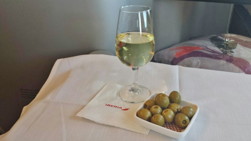 Iberia business class review jfk-mad champagne olives