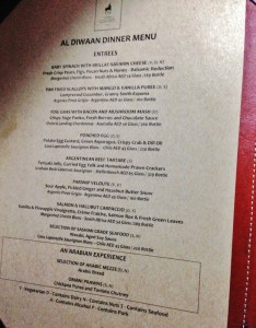 a menu on a red surface